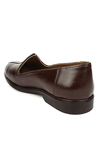 Image of Liberty Fortune NAGRA Non Lacing Loafers for Men - Black & Brown - Synthetic Leather Slip-On with Cushioned Footbed - Stylish Office & Wedding Footwear - Comfortable and Lightweight