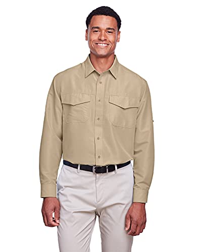 Chemise homme Harriton Men's Key West manches longues vêtements de travail respirants kaki