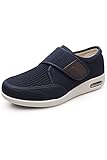 youyun Diabetic Shoes for Men Wide Width Elderly Men's Diabetic Shoes Adjustable Closure Breathable Lightweight Non Slip Air Cushion Sneakers for Swollen Feet Edema,Blue 13.5