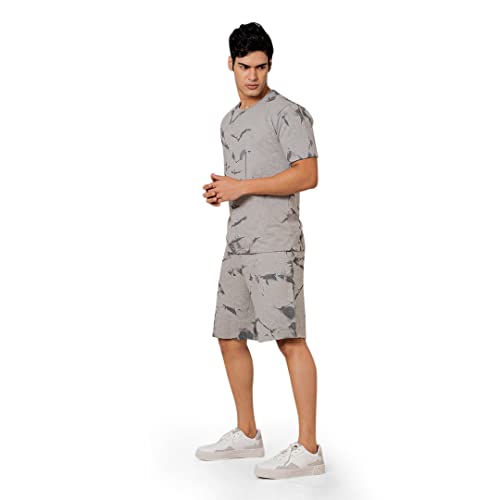 ELLITI Men's Casual Summer Night dress Soft Cotton Poly Lycra Digital Printed Casual Sleepwear & Launge(Lounge) Wear Nightdress, Regular Fit Round Neck Short Sleeves T-Shirt and shorts(Boxer) Pair set with Classic Pajama Shorts stylish Beach Wear Night Set night suit Dress for men