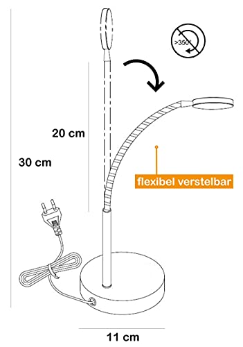 LED Schreibtischleuchte aus Metall und Acryl flexibel 1 flammig (Schreibtischlampe, Nachttischleuchte, Nachttischlampe… – Bild 6