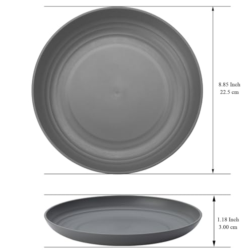 Kyraton Large Deep Plastic Plates - 8 Piece Set, 9 Inch Dinner Plates, Unbreakable, Lightweight, Microwave Safe - Image 3