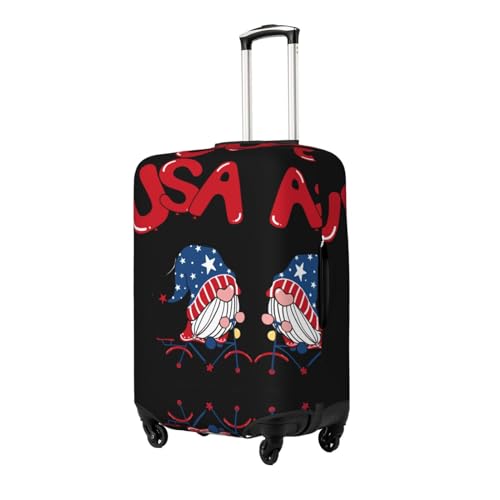 Gnome 4th of July Luggage Cover Washable Elasticated Luggage Covers for Suitcase TSA Approved Stylish Scratch Resistant Luggage Case Protector2
