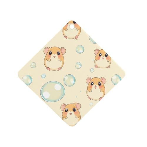 Cute Hamster Car Air Freshener Hanging Aromatherapy Tablets for Car Accessories Rhombus