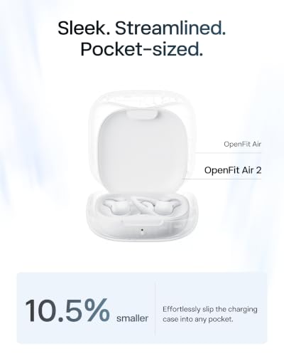 Image of SHOKZ OpenFit Air 2, Open Earbuds, Black, Water Resistant, Secure Earhooks