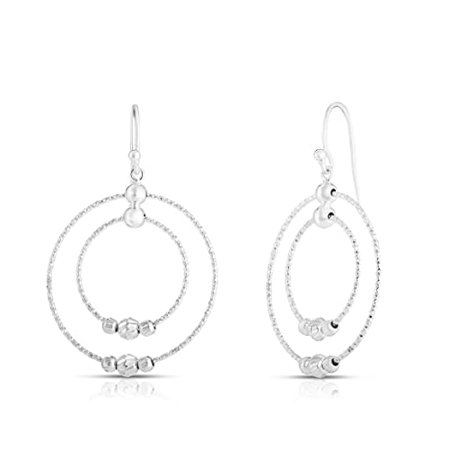 Savlano 925 Sterling Silver Double Hoop Dangle Drop Earrings - 18K Gold Plated Earrings for Women - Made in Italy Comes With Savlano Gift Box