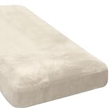 H.VERSAILTEX Velvet Stretch Individual Chaise Cover Sectional Couch Covers for L Shaped Sofa Both Left/Right Furniture Protector Seat Cushion Sofa Cover (1 Piece Chaise Cover, Ivory)
