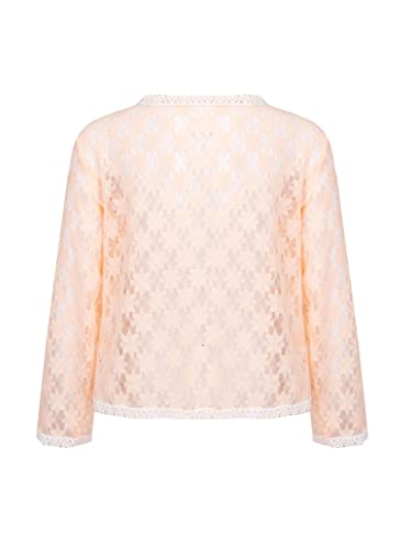 Kids Big Girls Long Sleeve Lace-up Sheer Cardigan Summer Lace Hollow Floral Shrug Cardigan Casual Dress Cover Up2