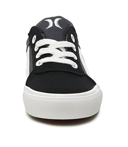 Hurley Boardy Lace-Up Skateboard Shoe - Low Top Lace-Up Sneaker - Fashionable Skater Shoe For Boys & Girls - Lightweight Classic Casual Kids Skates Black Grey White #TOP3
