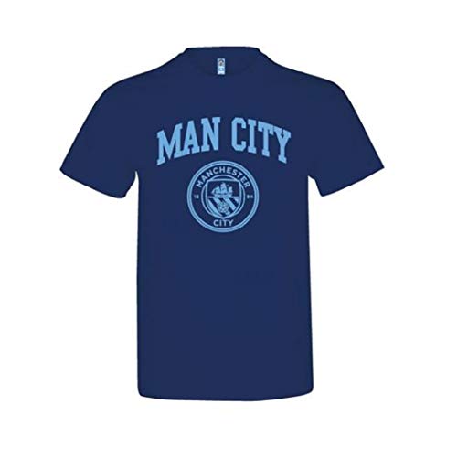 Image of Source Lab Limited Manchester City Crest T Shirt Navy Adults (M)