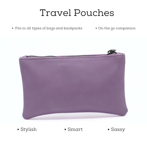 Image of VISMIINTREND PU Accessories Pouch for Stationery & Cosmetics - High Capacity Pencil Bag, Large Pen & Pencil Case for School, College, and Office (Lavender)