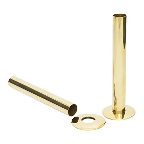 Polished Brass Radiator Pipe Sleeves and Collars (Pair) Cover
