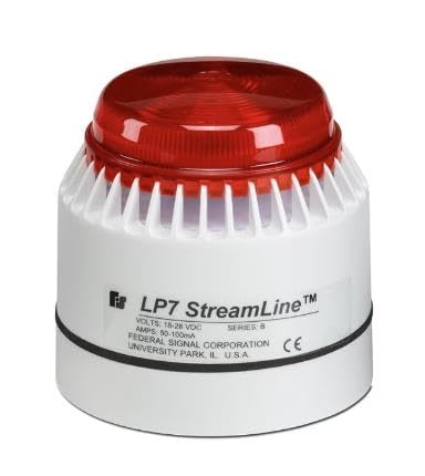 FEDERAL SIGNAL LP7-18-30R 18-30VDC, 8531.80.9051, Audible Visual, CE Compliant, RED, Streamline Sounder Strobe Light