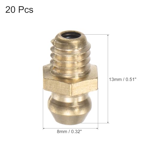 Image of uxcell Brass Straight Grease Fitting M6 x 1mm Thread Hydraulic Grease Fitting Accessories, 40Pcs
