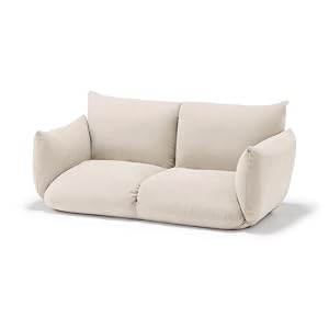 無印良品 リクライニングフロアソファ ベージュ 幅154～218×奥行78～125×高さ24～63cm 2シーター ポリエステル 83897642 2人掛け