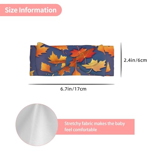 0-6 Months Baby Bow Hairband for Newborn, Infant, Toddler, Elastic Bow Headband, Maple gradient leaves Decorative Headband3