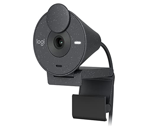 Logitech Brio 300 Webcam Full HD con Otturatore Privacy, Mic con Riduzione del Rumore, USB-C, Streaming, Correzione Automatica della Luce - Grafite