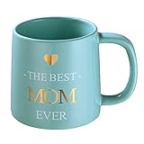 Miicol Best Mom Mug, Mothers Day Gifts for Mom from daughter Son, Funny Birthday and Christmas Gifts for Mom, 16 oz Flat Bottom Ceramic New Mom Coffee Mug, Sky Blue
