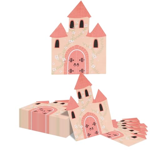 Kotkiddy 40 Pièces Serviettes Château Roses, Serviettes de Fête Roses 23x33 cm, Serviettes...
