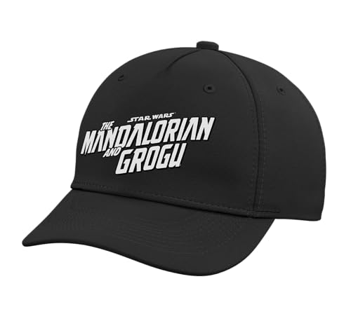 Star Wars The Mandalorian and Grogu Official B&W Movie Logo Adjustable Printed Baseball Hat Black