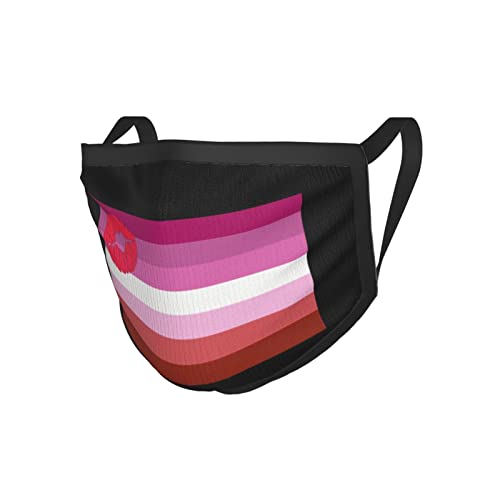 JCLY Lipstick Lesbian Pride Flag Unisex Breathable Washable and Reusable Face Protection for Outdoor Activities Black