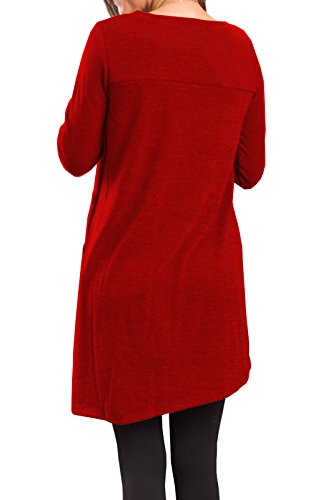 iGENJUN Fall Dresses for Women 2022 Long Sleeve Sweater Dress for Women 2022 Button Side Pullover Sweater Womens Winter Sweatshirt for Women Outfits Church Dresses,M,Red - Image 5