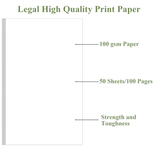 Image of 8.5 inch x 14 inch Blank Print Paper - 50Sheets /100Pages Blank Loose-Leaf Papers, Legal Size Printing in Office /Home /School, 100gsm Blank Paper