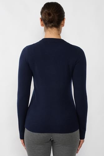 Image of JENNIE LIU Women's 100% Pure Cashmere Crew Neck Sweater, Tight Knit Cozy Soft Hand Washable Long Sleeve Pullover