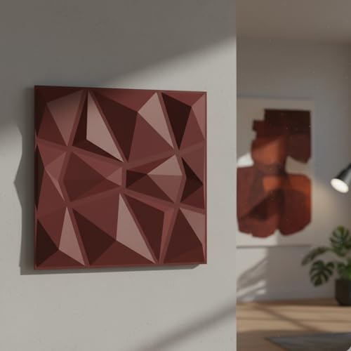 Image of Kayra Decor PVC Panel for Wall - USA Certified SGS Approved PVC Diamond Design, Ruby Rose Color 19.7 inch X 19.7 inch (Pack of 18) - Covers 48.51 Sq. Ft.