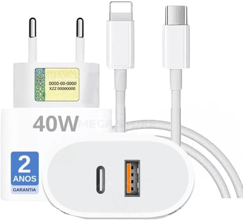 Carregador Turbo 40W Compatível iPhone X Xr 8 11 12 13 14 Plus Pr...