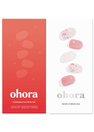 ohora Semi Cured Gel Valentine's Day Set (N Hot Cherry & N Rose Diamond) - Professional Salon-Quality Nail Care - Easy to Use, Comfortable Curing, and Easy to Remove