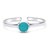 High Polished Sterling Silver Reconsitituted Turquoise Round Cabachon Toe Ring