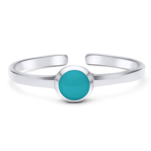 KEZEF High Polished Sterling Silver Reconsitituted Turquoise Round Cabachon Toe Ring