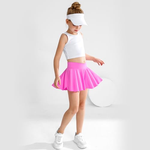 Girls' Athletic 2-in-1 Flowy Cheer Dance Biker Shorts Tennis Skirt Butterfly Skorts with Pocket for Girl Size 5-14 Years4