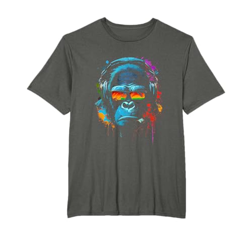 Singe Monkey DJ écouteurs & Lunettes de Soleil Gorilla Fun P T-Shirt