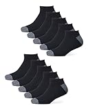 [Amazon Essentials] 10枚組 スポーツ ソックス くるぶし丈 高通気性 クッション パフォーマンスコットン メンズ ブラック 25.0-27.0 cm