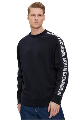 Armani Exchange mens Long Sleeve Logo Tape Fleece Sweatshirt