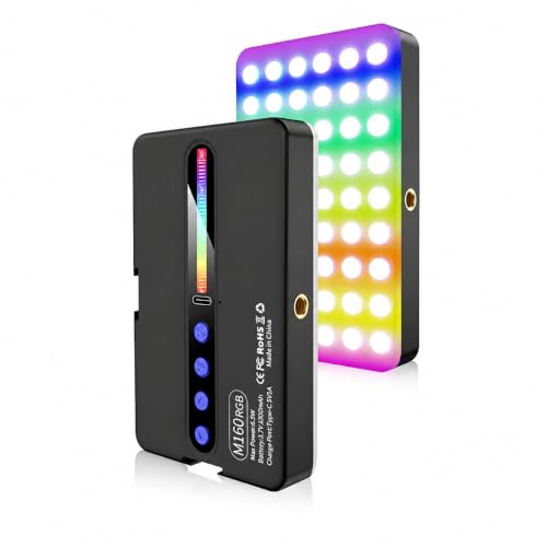 Image of M160 RGB LED Video Light, Rechargeable Pocket Camera Fill Light with 19+ Lighting Effects, Adjustable Colour & Brightness, Type-C Charging, Cold Shoe, 1 /4-Inch Mount for Vlogging and Photography