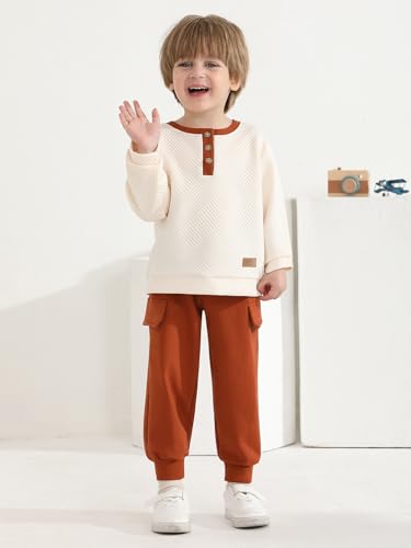 Ribbed Toddler Boy Clothes Set Fall Winter Long Sleeve Sweatshirt and Pants Outfits 2T 3T 4T 5T 6T4
