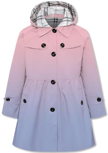 Image of Betusline Girl's Single Breasted Trench Coat Hooded Dress Coat Outerwear, 2-14 Years