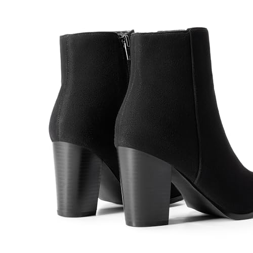 DREAM PAIRS Women's Ankle Boots Chunky Block Heel Booties,Size 7,BLACK/SUEDE,ANITA
