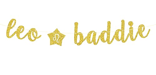 Leo Baddie Banner – Gold Glitter Zodiac Birthday Decor For Cancer Theme Parties, Boys & Girls - View #8