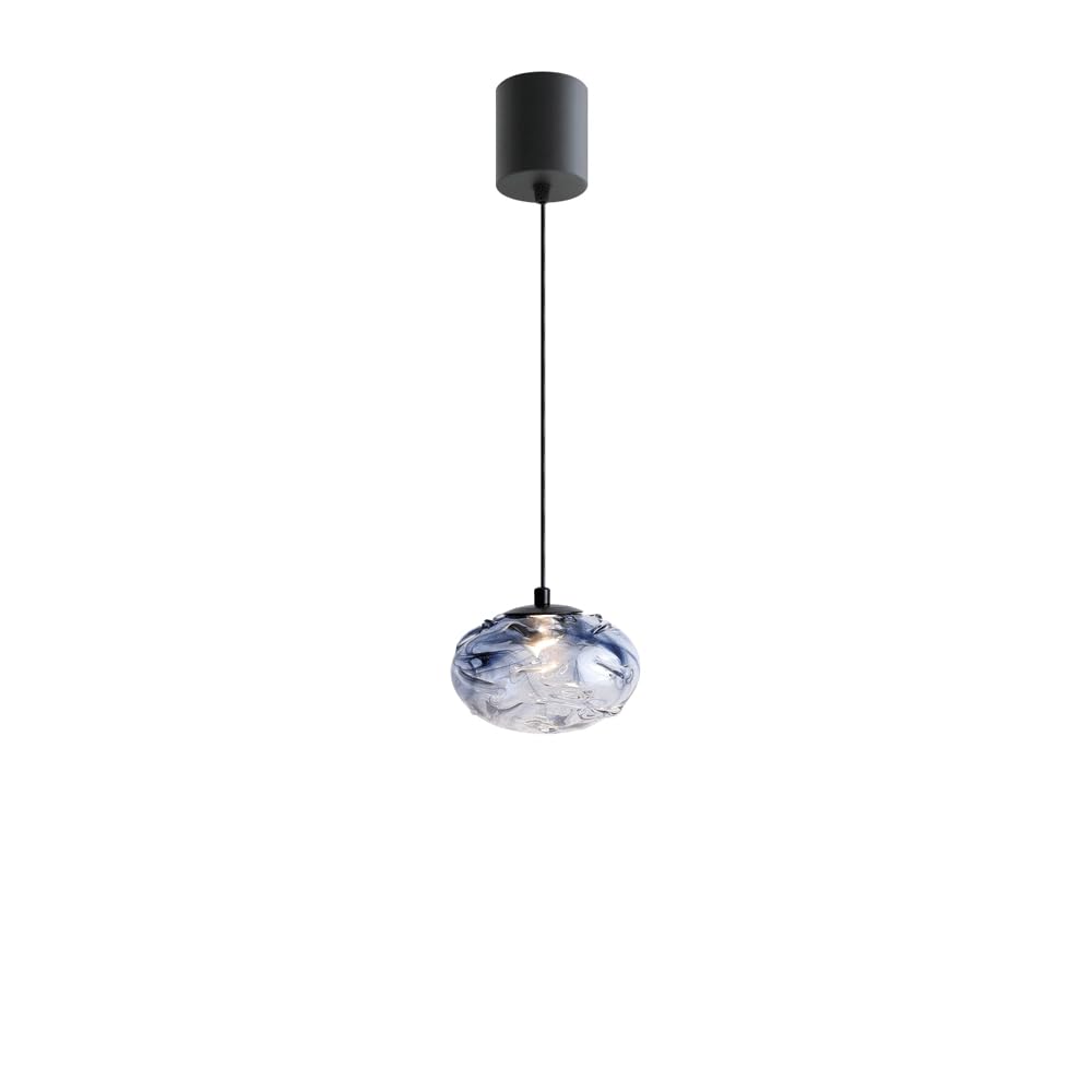 Lustre en verre bleu clair haut de gamme et détails en métal pour salon