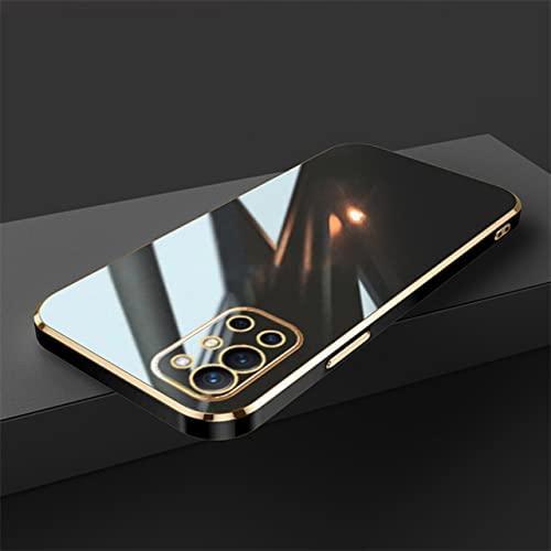 Image of Luxury Square Plating Solid Color Soft Silicone Back Cover for OnePlus 9R (Black)