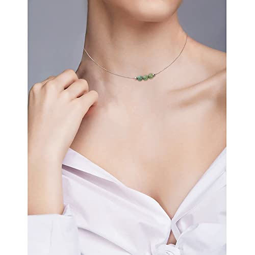Jade Necklace 925 Sterling Silver Dainty Choker Collar Necklace Healing Spiritual Crystal Jade Necklace For Women Handmade Jade Necklace As Jewelry Gift For Mom #TOP5