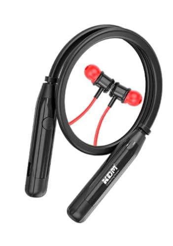 Image of KDM A2 Easy Bluetooth 5.4 Neckband Earphones, 50 Hours Playback, Type-C Charging, IPX4 Waterproof, Gaming Mode, Red