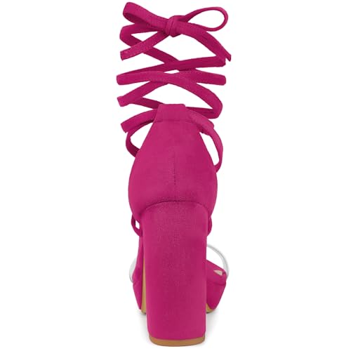 Image of Allegra K Women's Platform Lace Up Clear Chunky Heels Sandals
