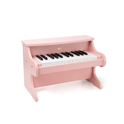 ZIPPY Kids Piano Keyboard, 25 Keys Digital Piano for Kids, Mini Music Educational Instrument Toy, Wood Toy for Toddlers Girls Boys (Pink)