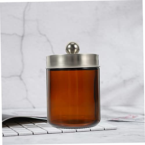Beatifufu Glass Jar Diy Storage Jar Small Container Kitchen Tea Canister Apothecary Bathroom Accessories Glass Candle Container Multifunction Stainless Steel Cotton Ball Jar