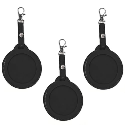 YANYULI 缶バッジカバー 保護カバー 3枚セット キーホルダー PUレザー 透明 痛バッグ 収納 傷防止 アニメグッズ 写真フレーム (黒色, 58mm)（Amazon）